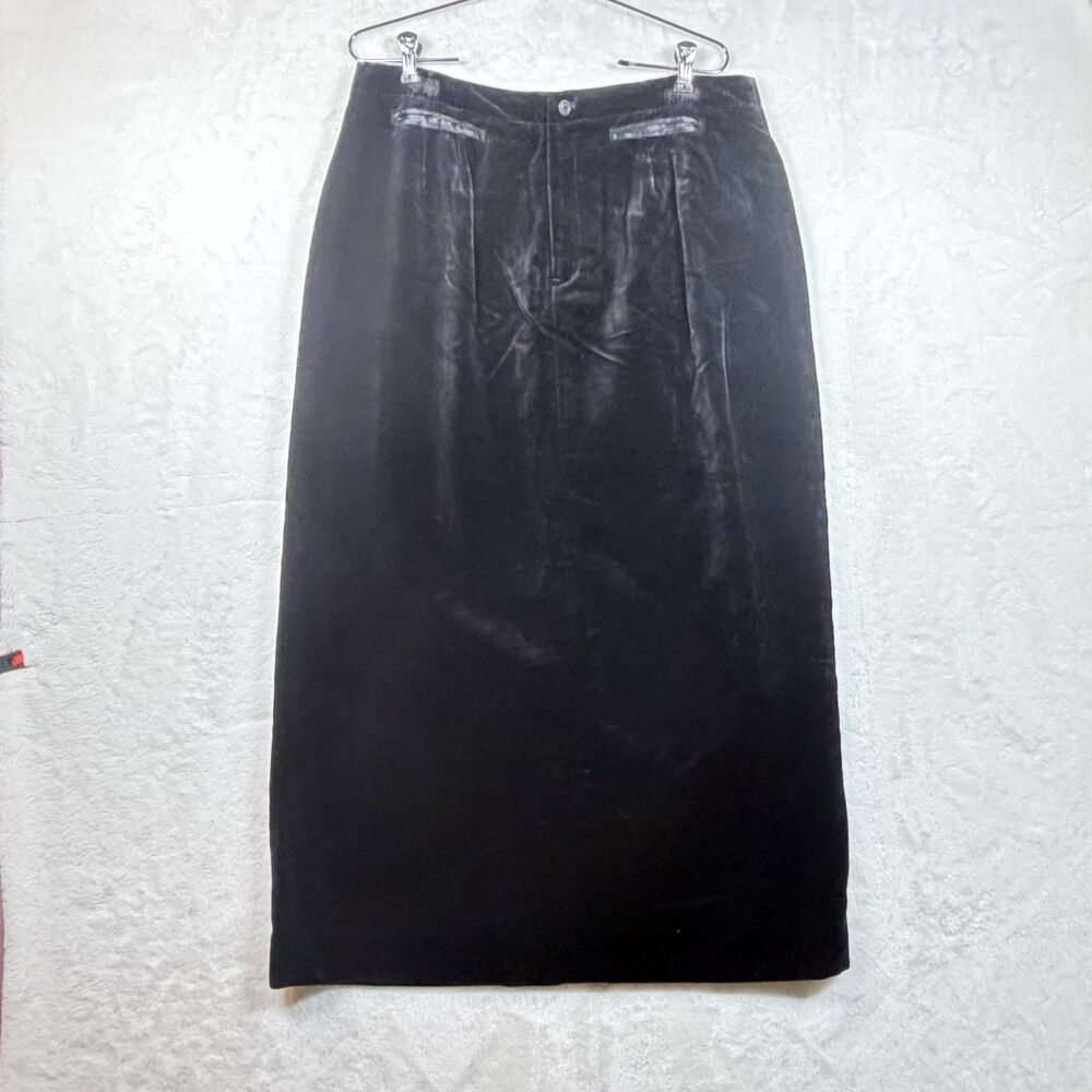 Vintage Ruff Hewn Collection Black Cotton Velvet Maxi Skirt Size 16